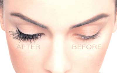 Lashes before and after at Voodoo Hair Lounge