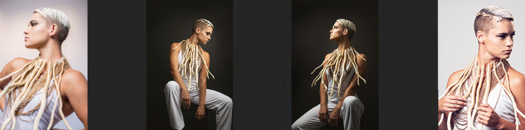 Oksanna doing 4 poses for modeling